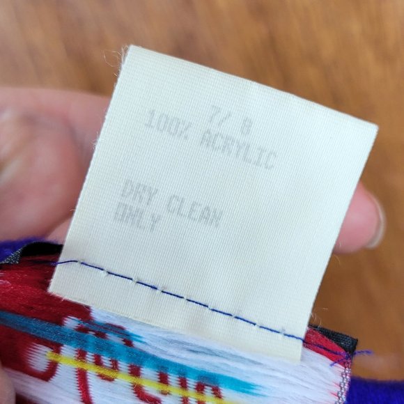 Vintage 80s/90s Indigo Purple Fringe Trim Bodycon Knit Mini Dress - Picture 7 of 7